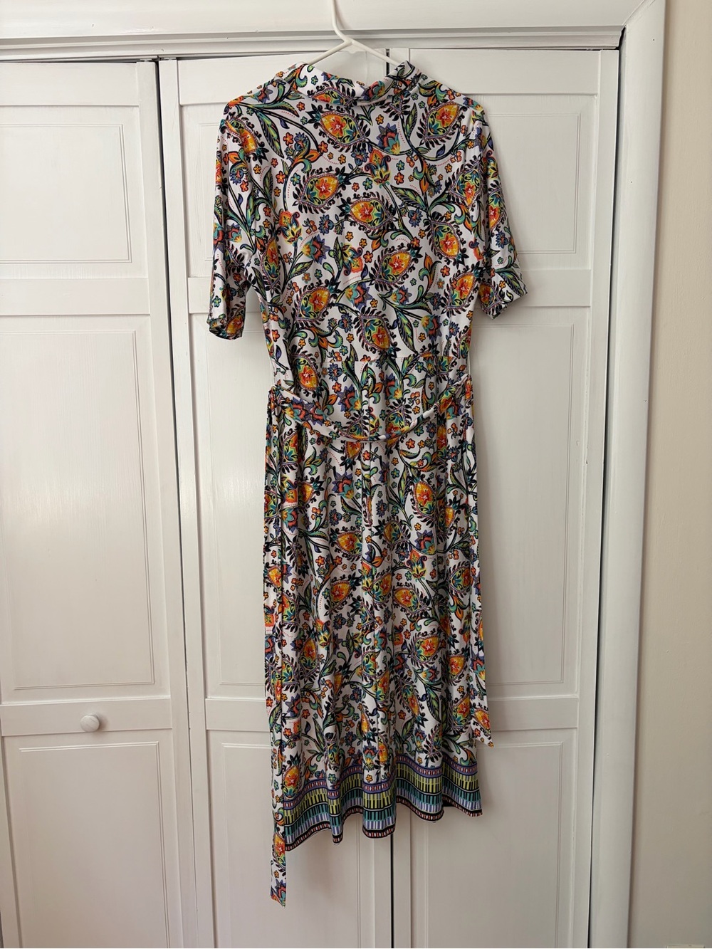 1. State White Maxi Dress with Multicolor Floral Paisley Print - Picture 4 of 9